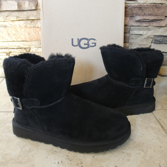 UGG KAREL MINI SUEDE BOOTS NEW! ‎ BLACK - Picture 2 of 8